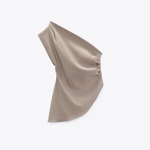 Zara Ruched Asymmetric Top - Stone